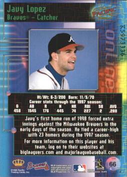 1998 Pacific Online - Web Cards #66 Javy Lopez Back