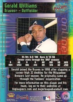 1998 Pacific Online - Web Cards #76 Gerald Williams Back