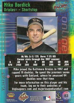 1998 Pacific Online - Web Cards #83 Mike Bordick Back