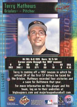 1998 Pacific Online - Web Cards #93 Terry Mathews Back