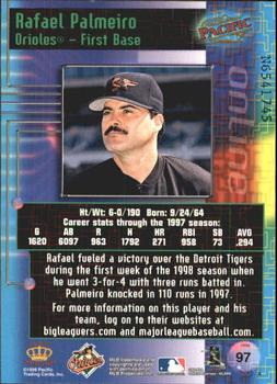 1998 Pacific Online - Web Cards #97 Rafael Palmeiro Back