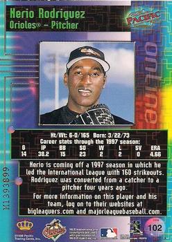 1998 Pacific Online - Web Cards #102 Nerio Rodriguez Back