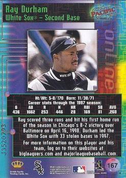 1998 Pacific Online - Web Cards #167 Ray Durham Back
