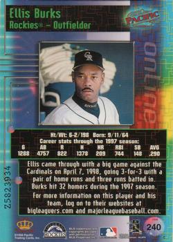 1998 Pacific Online - Web Cards #240 Ellis Burks Back