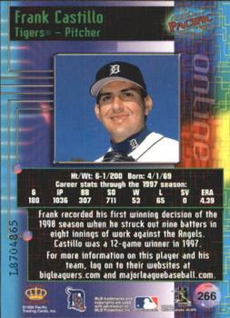 1998 Pacific Online - Web Cards #266 Frank Castillo Back