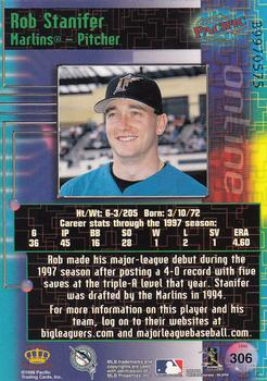 1998 Pacific Online - Web Cards #306 Rob Stanifer Back