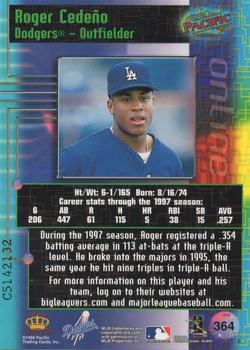 1998 Pacific Online - Web Cards #364 Roger Cedeno Back