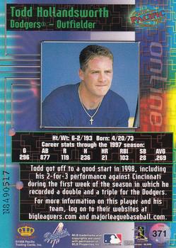 1998 Pacific Online - Web Cards #371 Todd Hollandsworth Back