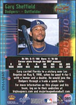 1998 Pacific Online - Web Cards #385 Gary Sheffield Back