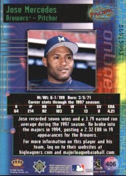 1998 Pacific Online - Web Cards #406 Jose Mercedes Back