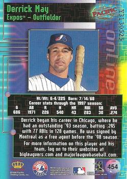 1998 Pacific Online - Web Cards #454 Derrick May Back