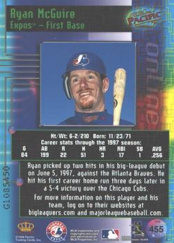 1998 Pacific Online - Web Cards #455 Ryan McGuire Back