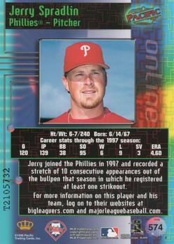 1998 Pacific Online - Web Cards #574 Jerry Spradlin Back