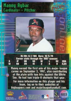 1998 Pacific Online - Web Cards #603 Manny Aybar Back