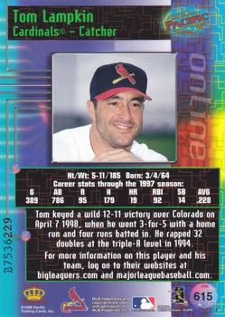 1998 Pacific Online - Web Cards #615 Tom Lampkin Back
