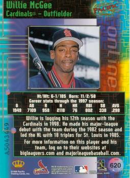 1998 Pacific Online - Web Cards #620 Willie McGee Back