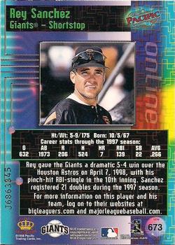1998 Pacific Online - Web Cards #673 Rey Sanchez Back