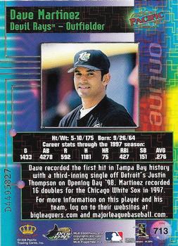 1998 Pacific Online - Web Cards #713 Dave Martinez Back