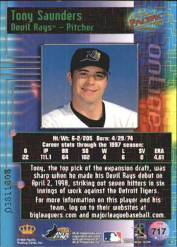 1998 Pacific Online - Web Cards #717 Tony Saunders Back