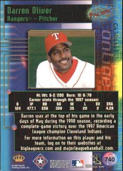 1998 Pacific Online - Web Cards #740 Darren Oliver Back