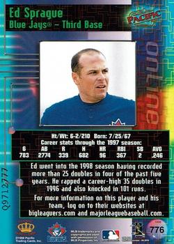 1998 Pacific Online - Web Cards #776 Ed Sprague Back