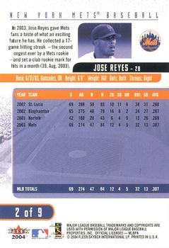 2004 Fleer New York Post New York Mets #2 Jose Reyes Back