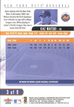 2004 Fleer New York Post New York Mets #3 Kaz Matsui Back