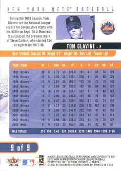 2004 Fleer New York Post New York Mets #9 Tom Glavine Back