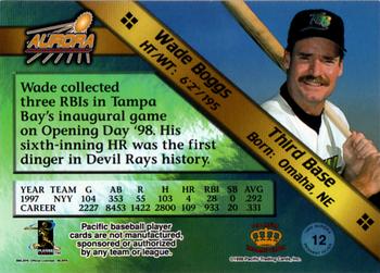 1998 Pacific Aurora - Pennant Fever #12 Wade Boggs Back