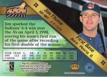 1998 Pacific Aurora - Pennant Fever #41 Jim Thome Back