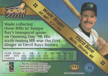 1998 Pacific Aurora - Pennant Fever Red #12 Wade Boggs Back