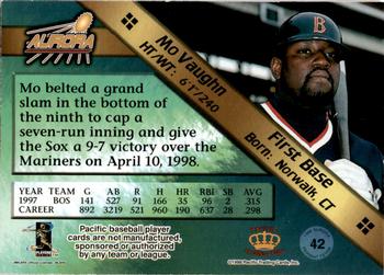 1998 Pacific Aurora - Pennant Fever Red #42 Mo Vaughn Back