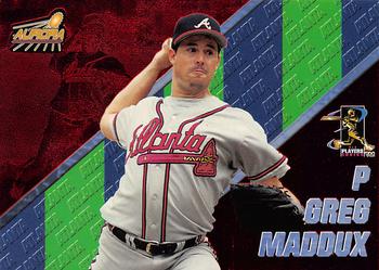 1998 Pacific Aurora - Pennant Fever Red #46 Greg Maddux Front