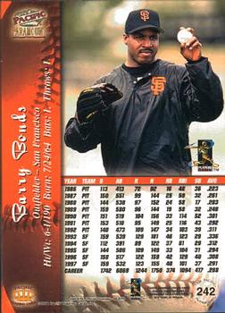 1998 Pacific Paramount #242 Barry Bonds Back
