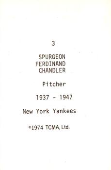 1974 TCMA Nicknames #3 Spud Chandler Back