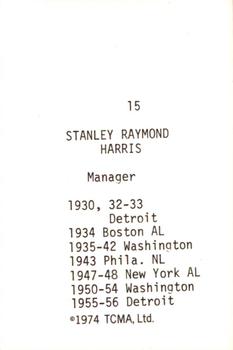 1974 TCMA Nicknames #15 Bucky Harris Back