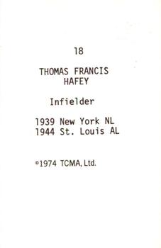 1974 TCMA Nicknames #18 Heave-O Tom Hafey Back