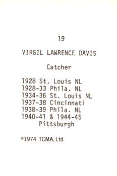1974 TCMA Nicknames #19 Spud Davis Back