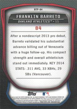 2015 Bowman - Bowman Scouts' Top 100 #BTP-84 Franklin Barreto Back