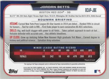 2015 Bowman - Chrome Prospect Autographs #BCAP-JBE Jordan Betts Back