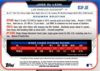 2015 Bowman - Chrome Prospect Autographs #BCAP-JDE Jose De Leon Back