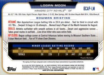 2015 Bowman - Chrome Prospect Autographs #BCAP-LM Logan Moon Back