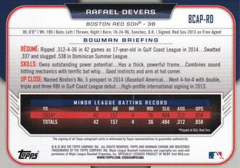2015 Bowman - Chrome Prospect Autographs #BCAP-RD Rafael Devers Back