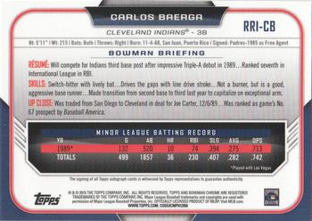 2015 Bowman - Chrome Rookie Recollections #RRI-CB Carlos Baerga Back