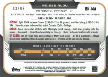 2015 Bowman - Chrome Rookie Recollections Refractor Autographs #RR-MA Moises Alou Back
