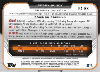 2015 Bowman - Paper Prospect Retail Autographs #PA-BB Bobby Bundy Back