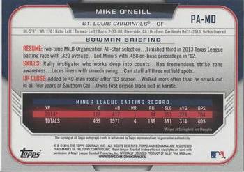 2015 Bowman - Paper Prospect Retail Autographs #PA-MO Mike O'Neill Back