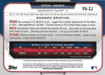 2015 Bowman - Paper Prospect Retail Autographs #PA-ZJ Zack Jones Back