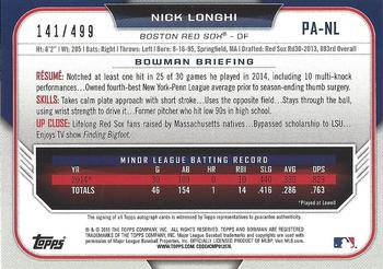 2015 Bowman - Paper Prospect Retail Autographs Silver #PA-NL Nick Longhi Back