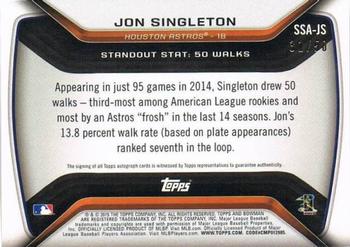 2015 Bowman - Sophomore Standouts Autographs Gold #SSA-JS Jon Singleton Back